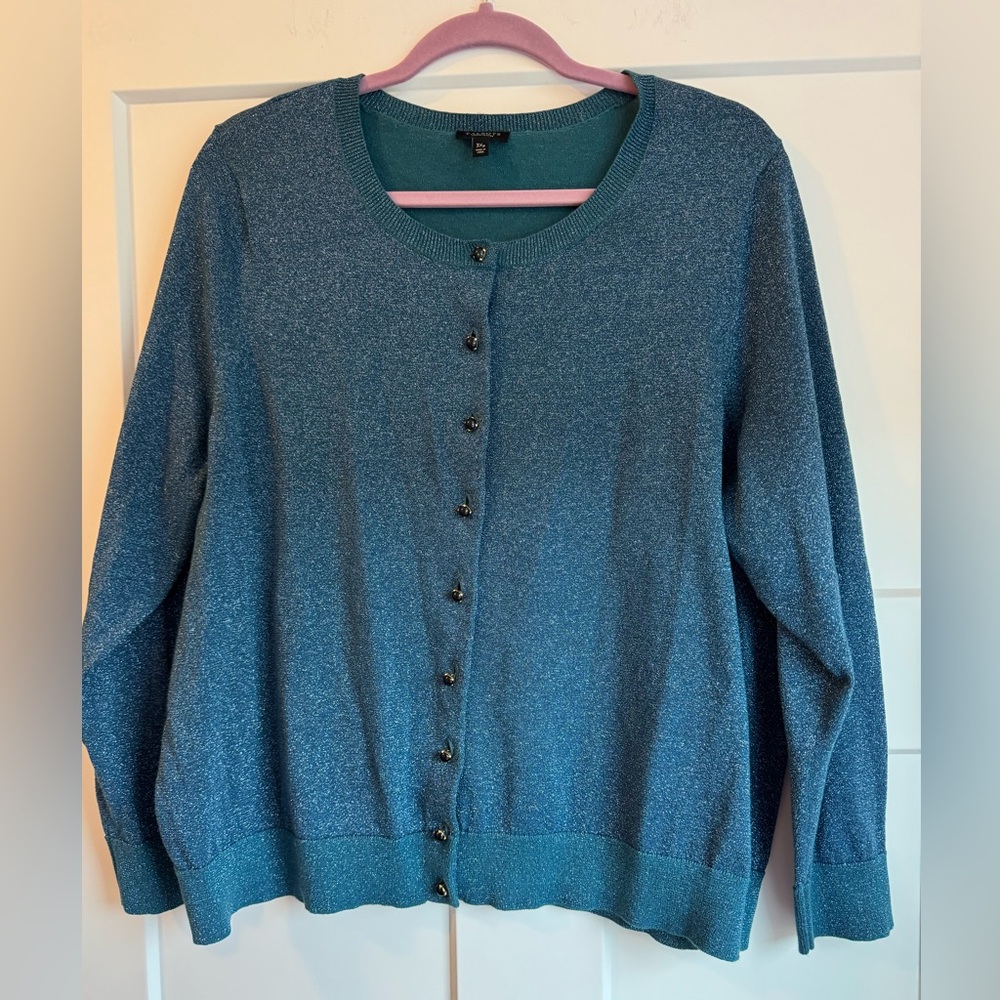 Talbots Teal Button-Up Cardigan